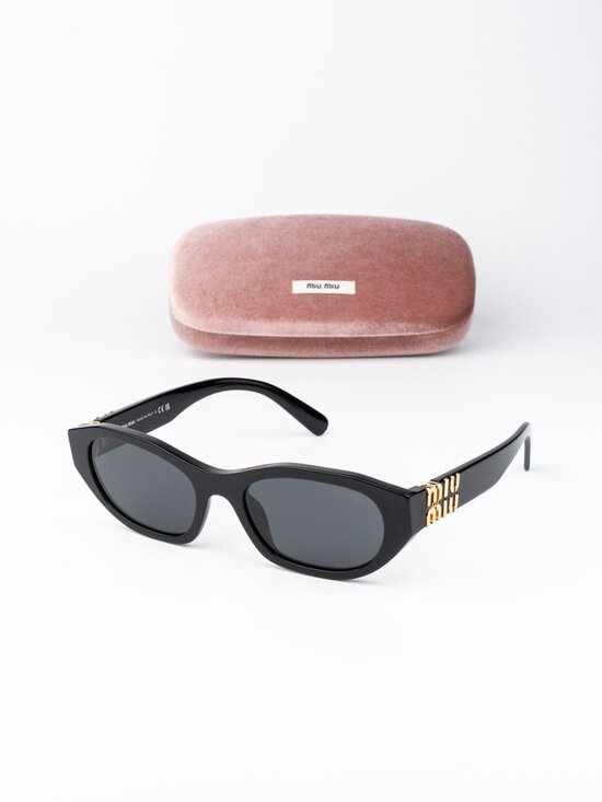 Miu Miu Women Sunglasses Black Grey Oval MUA03S 16K08Z NEW AUTHENTIC main image 15